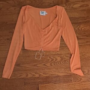 Princess Polly Peach Long Sleeve Crop Top